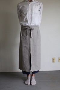 Long apron gray beige(C)